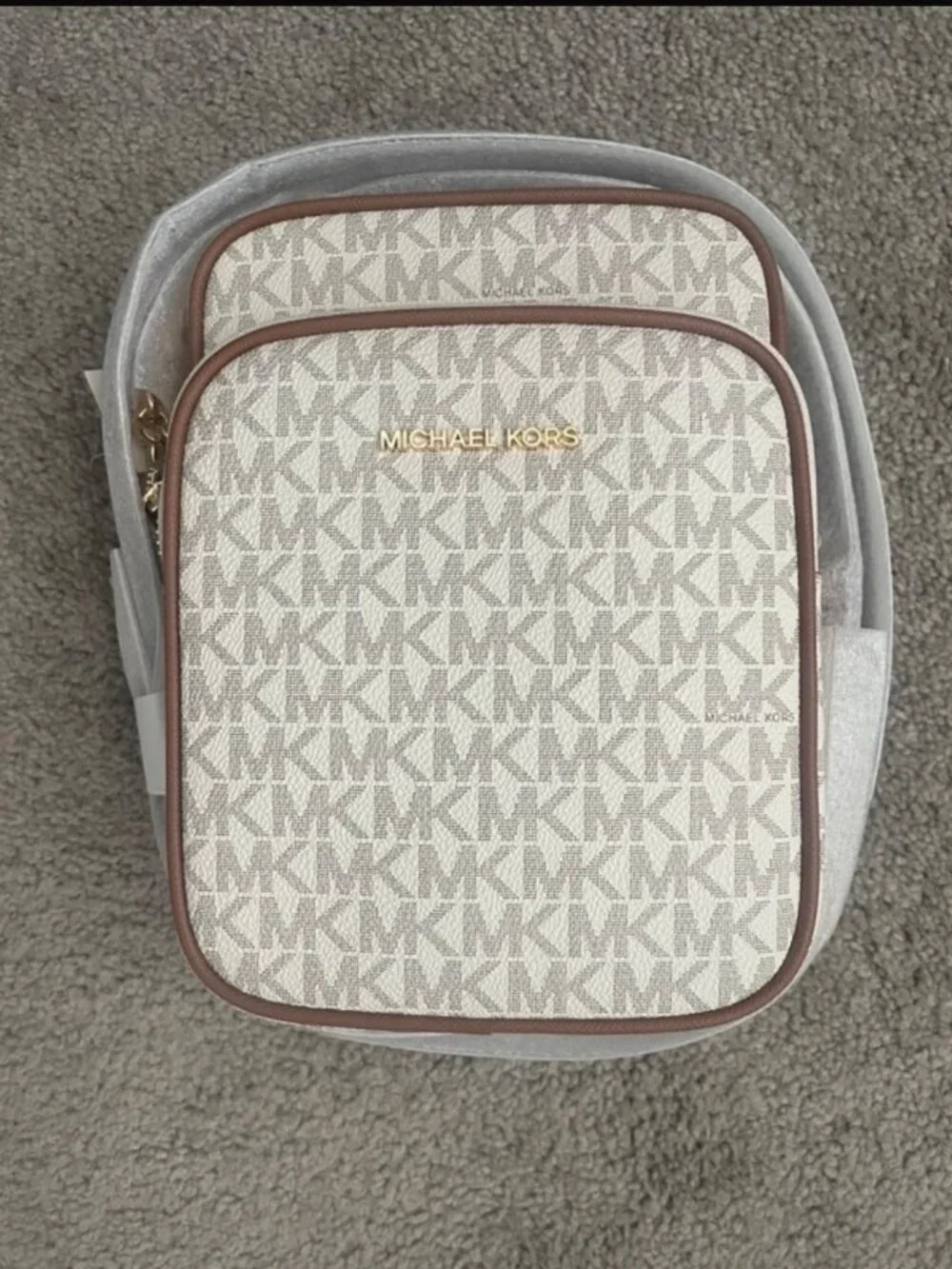 Michael Kors Women's Flight Logo Leather Crossbody Bag